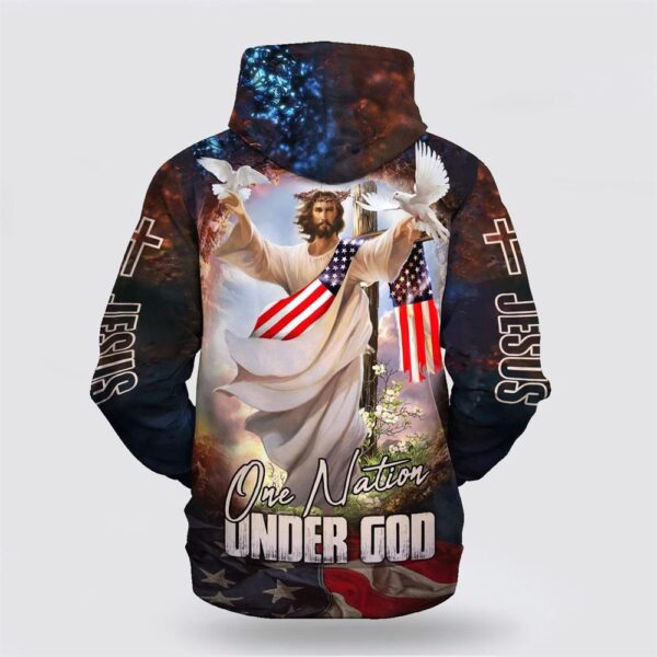 One Nation Under God Hoodie Jesus Dove 3D Hoodies Jesus 3D Hoodie, Christian Hoodie, Bible Hoodies, Scripture Hoodies