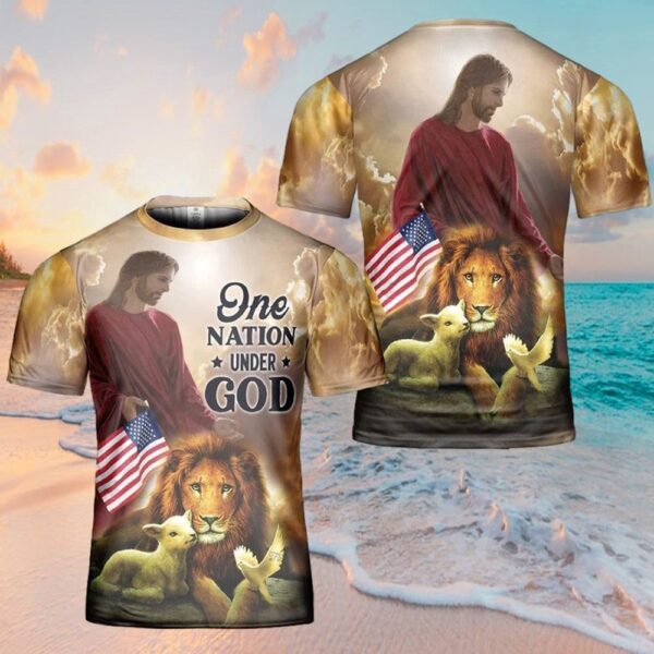 One Nation Under God Jesus 3D T Shirt, Christian T Shirt, Jesus Tshirt Designs, Jesus Christ Shirt