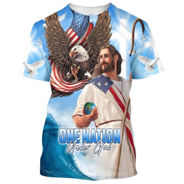 One Nation Under God Jesus American 3D T Shirt, Christian T Shirt, Jesus Tshirt Designs, Jesus Christ Shirt