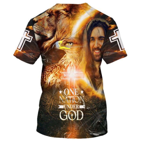 One Nation Under God Jesus And Eagle 3D T Shirt, Christian T Shirt, Jesus Tshirt Designs, Jesus Christ Shirt