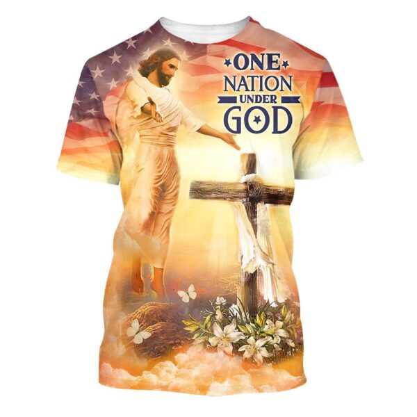 One Nation Under God Jesus Cross 3D T Shirt, Christian T Shirt, Jesus Tshirt Designs, Jesus Christ Shirt