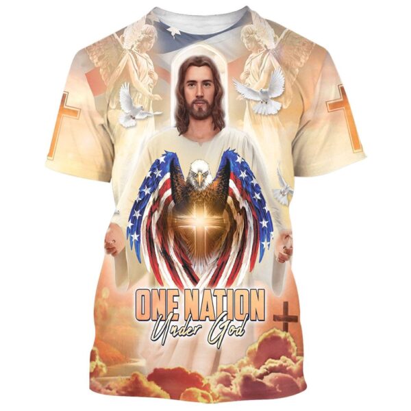 One Nation Under God Jesus Eagle American 3D T Shirt, Christian T Shirt, Jesus Tshirt Designs, Jesus Christ Shirt