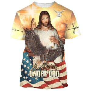 One Nation Under God Jesus Eagle American Flag 3D T Shirt Christian T Shirt Jesus Tshirt Designs Jesus Christ Shirt 1 gocwdy.jpg