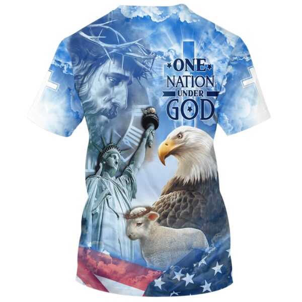 One Nation Under God Jesus Eagle And The Lamb 3D T Shirt, Christian T Shirt, Jesus Tshirt Designs, Jesus Christ Shirt