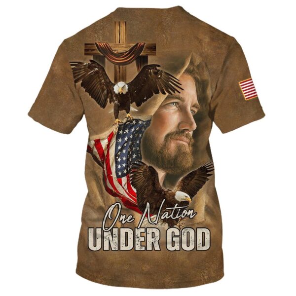 One Nation Under God Jesus Eagles Wooden Cross 3D T Shirt, Christian T Shirt, Jesus Tshirt Designs, Jesus Christ Shirt