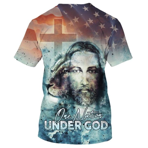 One Nation Under God Jesus Lion And Cross 3D T Shirt, Christian T Shirt, Jesus Tshirt Designs, Jesus Christ Shirt