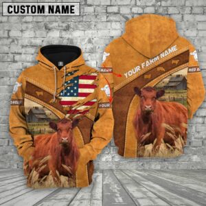 Personalized Name 3D Red Angus Flag…