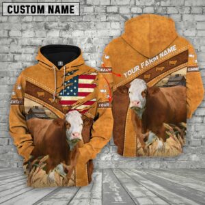 Personalized Name 3D Simmental Flag Hoodie,…