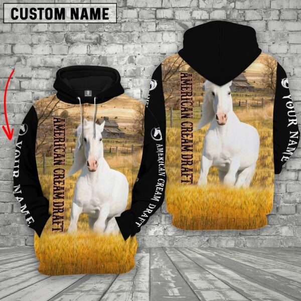 Personalized Name American Cream Draft Horse House On The Farm 3D Hoodie, Farm Hoodie, Farmher Shirt