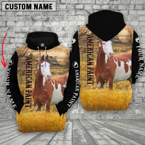 Personalized Name American Paint Horse House On The Farm 3D Hoodie, Farm Hoodie, Farmher Shirt