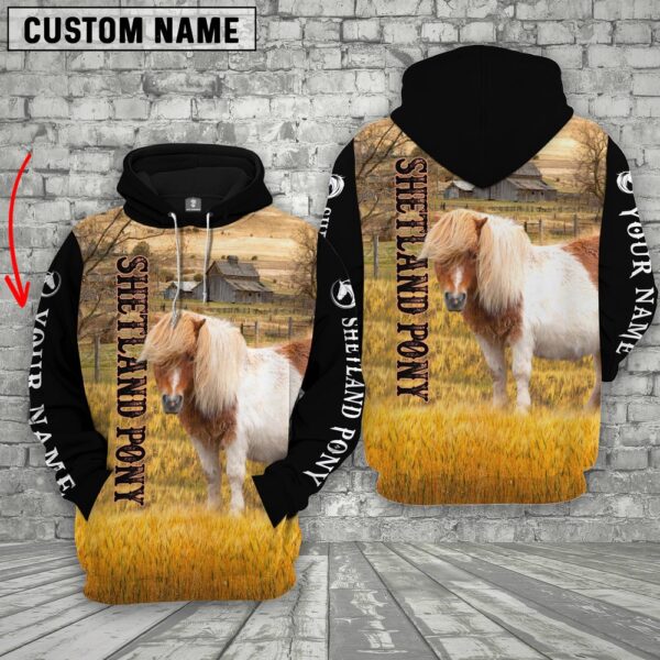 Personalized Name American Shetland Pony House On The Farm 3D Hoodie, Farm Hoodie, Farmher Shirt