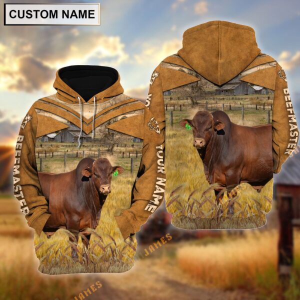 Personalized Name Beefmaster Brown Pattern 3D Hoodie, Farm Hoodie, Farmher Shirt