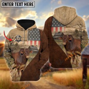 Personalized Name Beefmaster Cattle USA Flag…