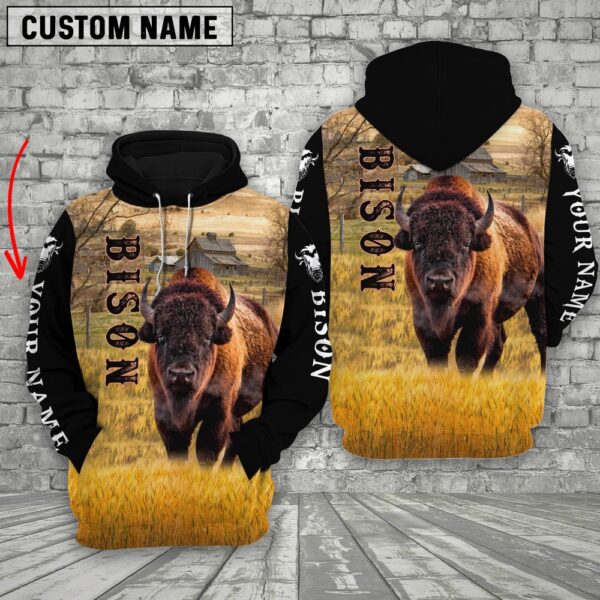 Personalized Name Bison Cattle On The Farm All Over Printed 3D Hoodie, Farm Hoodie, Farmher Shirt