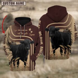 Personalized Name Black Angus Cattle Hoodie…