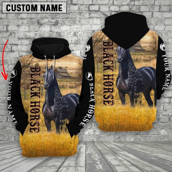 Personalized Name Black Horse 3D Hoodie, Farm Hoodie, Farmher Shirt