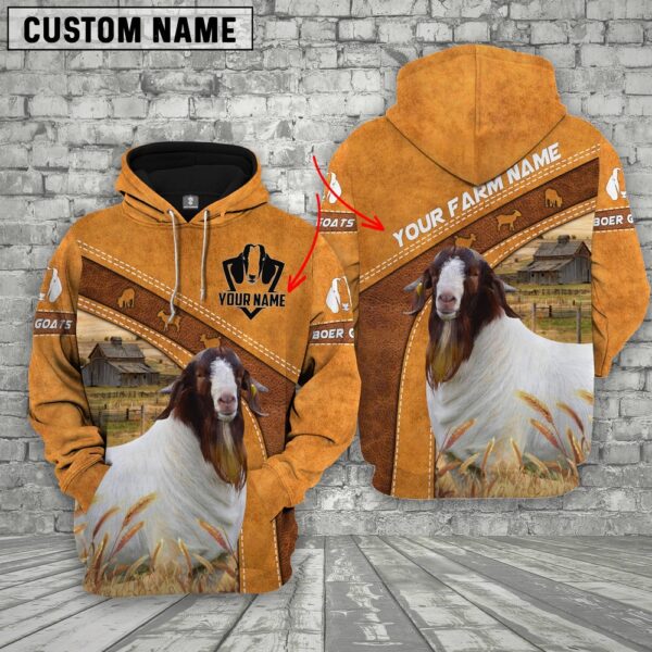 Personalized Name Boer Goats All Over Printed 3D Retro Hoodie, Farm Hoodie, Farmher Shirt