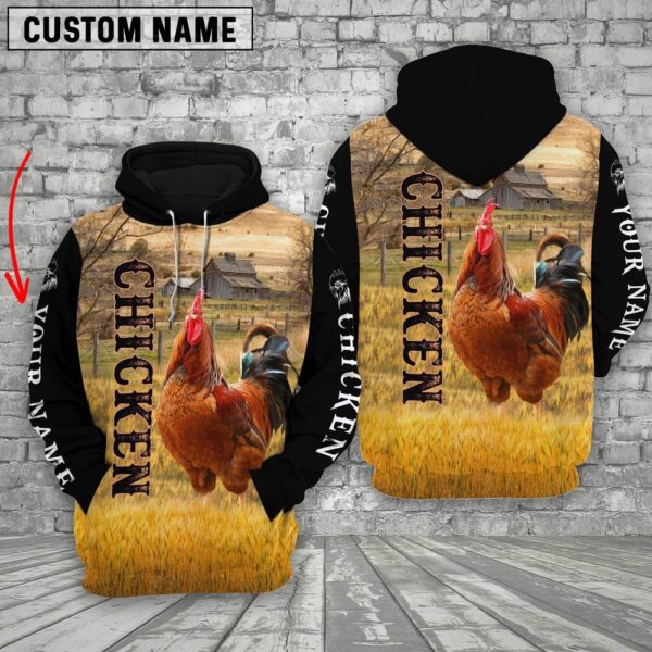 Personalized Name Chicken On The Farm 3D Shirt, Farm Hoodie, Farmher Shirt