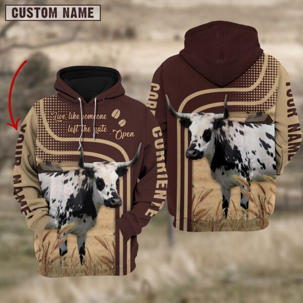 Personalized Name Corriente Cattle Hoodie TT15, Farm Hoodie, Farmher Shirt
