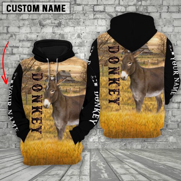 Personalized Name Donkey On The Farm All Over Printed 3D Hoodie, Farm Hoodie, Farmher Shirt