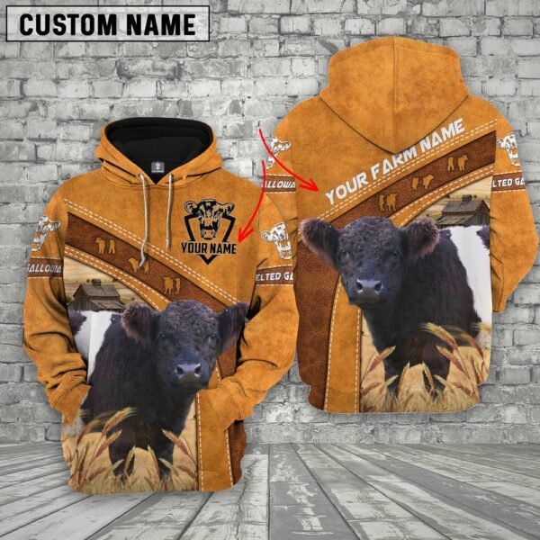 Personalized Name Farm 3D Belted Galloway Hoodie, Farm Hoodie, Farmher Shirt