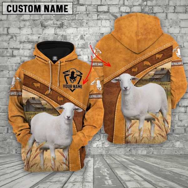 Personalized Name Farm Australian White Sheep 3D Hoodie, Farm Hoodie, Farmher Shirt