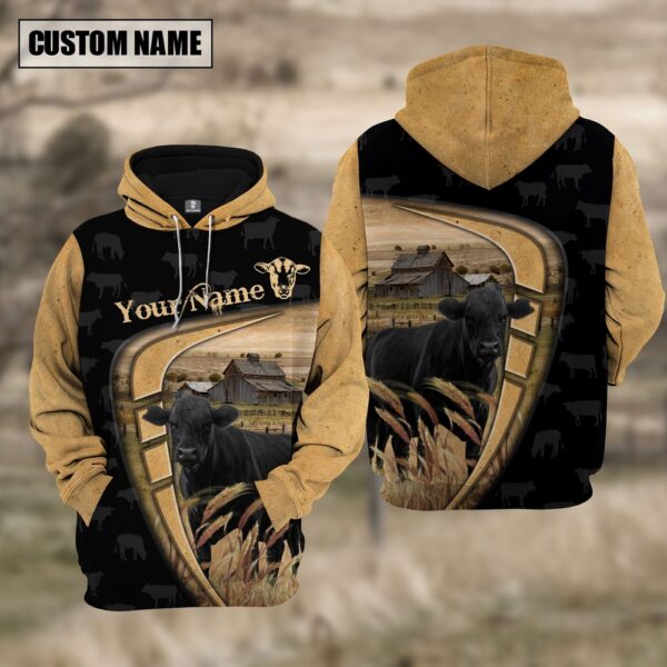 Personalized Name Farm Black Angus Black Yellow Hoodie, Farm Hoodie, Farmher Shirt