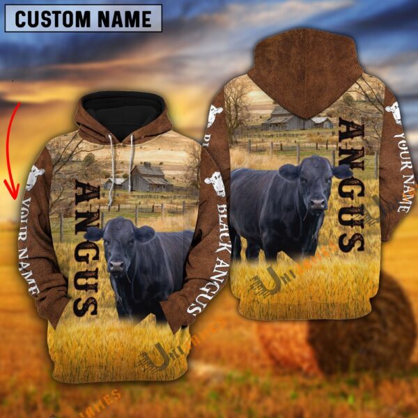 Personalized Name Farm Black Angus Cattle Brown Hoodie, Farm Hoodie, Farmher Shirt