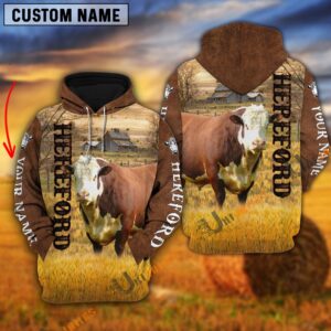Personalized Name Farm Hereford Cattle Brown…