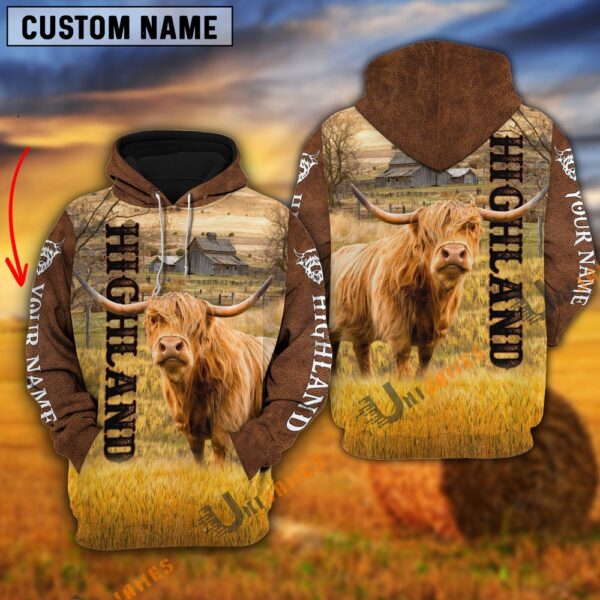 Personalized Name Farm Highland Cattle Brown Hoodie, Farm Hoodie, Farmher Shirt