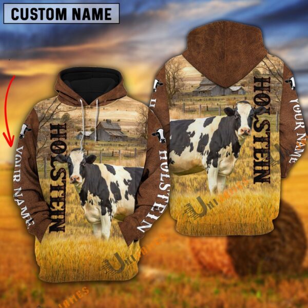 Personalized Name Farm Holstein Brown Hoodie, Farm Hoodie, Farmher Shirt