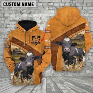 Personalized Name Farm Holstein Cattle Hoodie,…