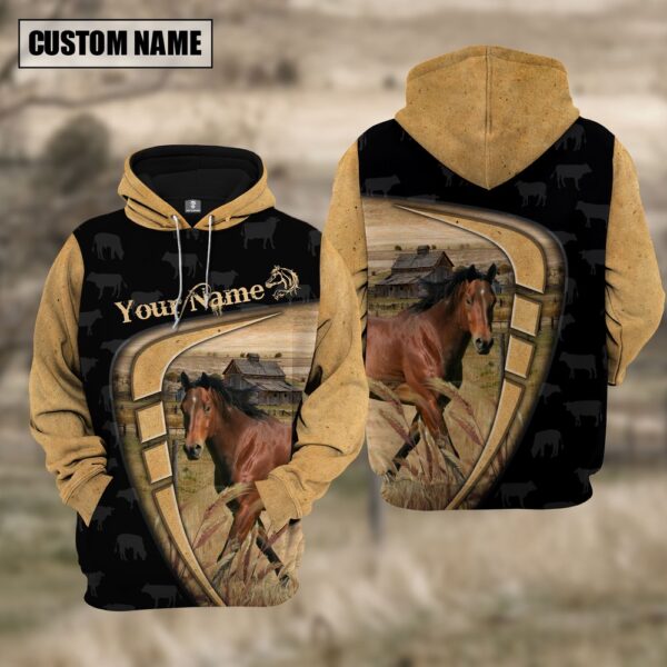Personalized Name Farm Horse Black Yellow Hoodie, Farm Hoodie, Farmher Shirt