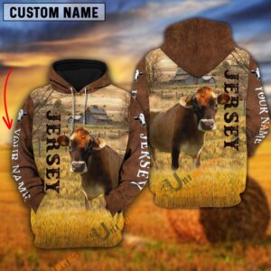 Personalized Name Farm Jersey Brown Hoodie,…