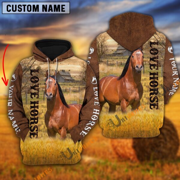 Personalized Name Farm Love Horse Brown Hoodie, Farm Hoodie, Farmher Shirt