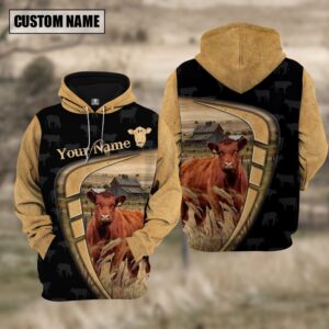 Personalized Name Farm Red Angus Black…