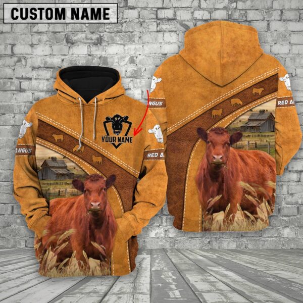 Personalized Name Farm Red Angus Cattle Hoodie, Farm Hoodie, Farmher Shirt
