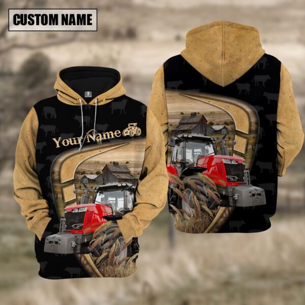 Personalized Name Farm Red Tractor Black Yellow Hoodie, Farm Hoodie, Farmher Shirt