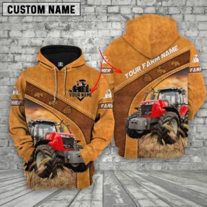 Personalized Name Farm Red Tractor Hoodie,…