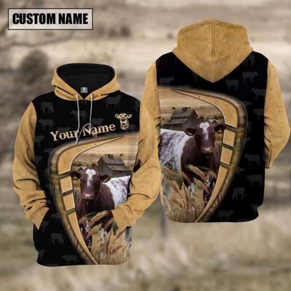 Personalized Name Farm Shorthorn Black Yellow Hoodie, Farm Hoodie, Farmher Shirt
