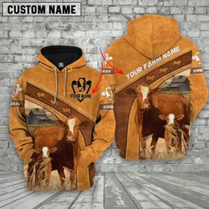 Personalized Name Farm Simbrah Cattle 3D…