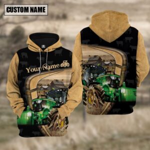 Personalized Name Farm Tractor Black Yellow…