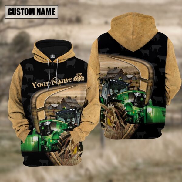 Personalized Name Farm Tractor Black Yellow Hoodie, Farm Hoodie, Farmher Shirt