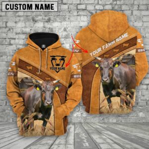 Personalized Name Farm Wagyu Cattle Hoodie…