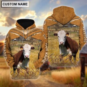 Personalized Name Hereford Brown Pattern 3D…