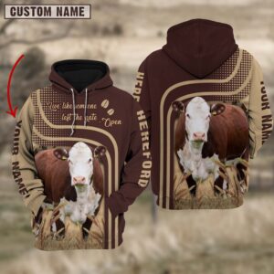 Personalized Name Hereford Cattle Hoodie TT7,…
