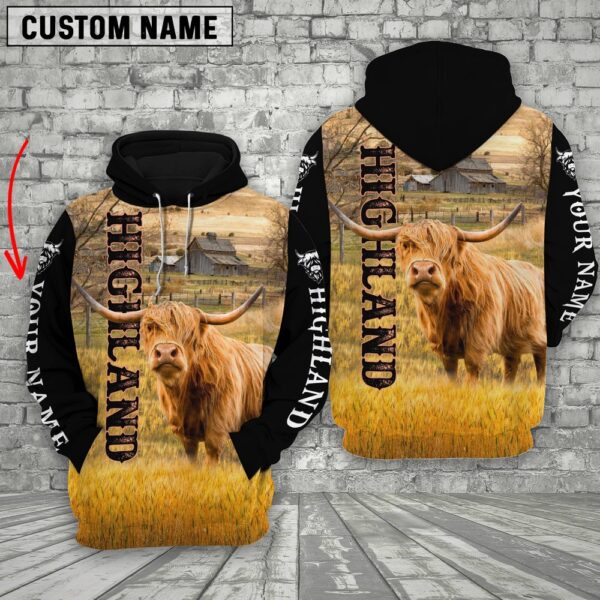 Personalized Name Highland Cattle On The Farm 3D Shirt, Farm Hoodie, Farmher Shirt