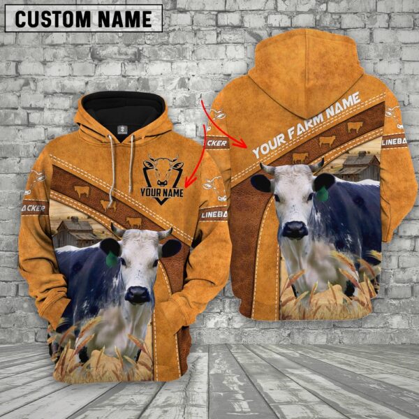 Personalized Name Linebacker Cattle All Over Printed 3D Cattle Hoodie, Farm Hoodie, Farmher Shirt
