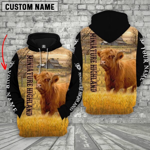 Personalized Name Miniature Highland On The Farm All Over Printed 3D Hoodie, Farm Hoodie, Farmher Shirt