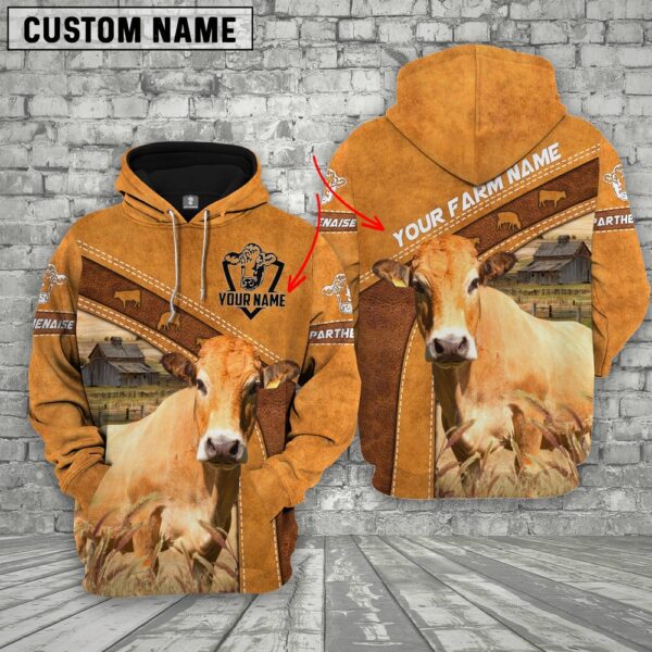 Personalized Name Parthenaise All Over Printed 3D Cattle Hoodie, Farm Hoodie, Farmher Shirt